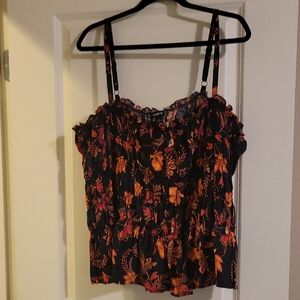Torrid Black and Orange Floral Camisole